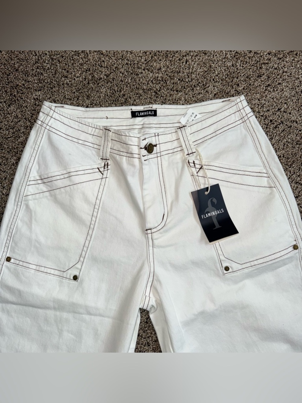 Flamingals White Capris Jeans for Women Casual Summer - Picture 3 of 5